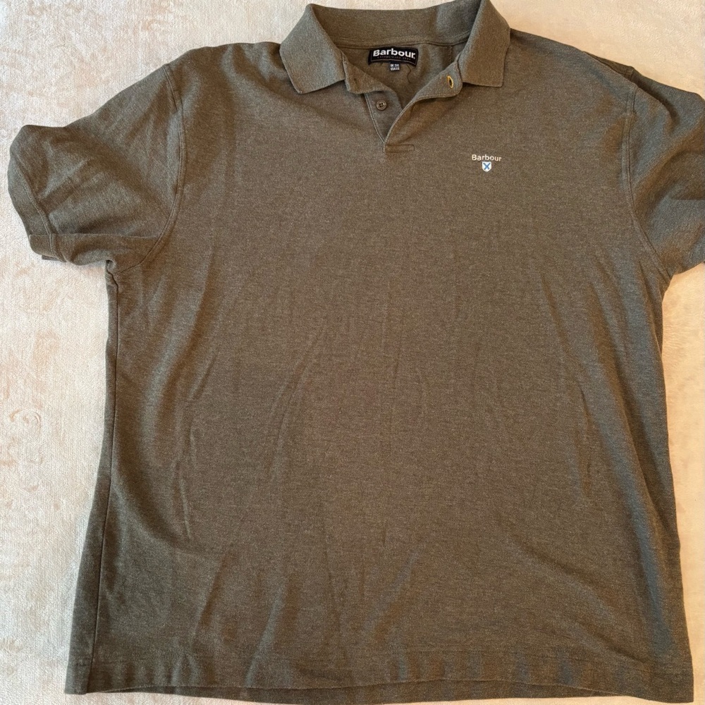 Barbour Polo Brown Green Mens Shirt Size XXL